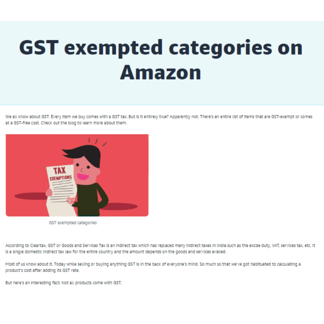 A Complete List of GST Exempted Category on Amazon theGSTco