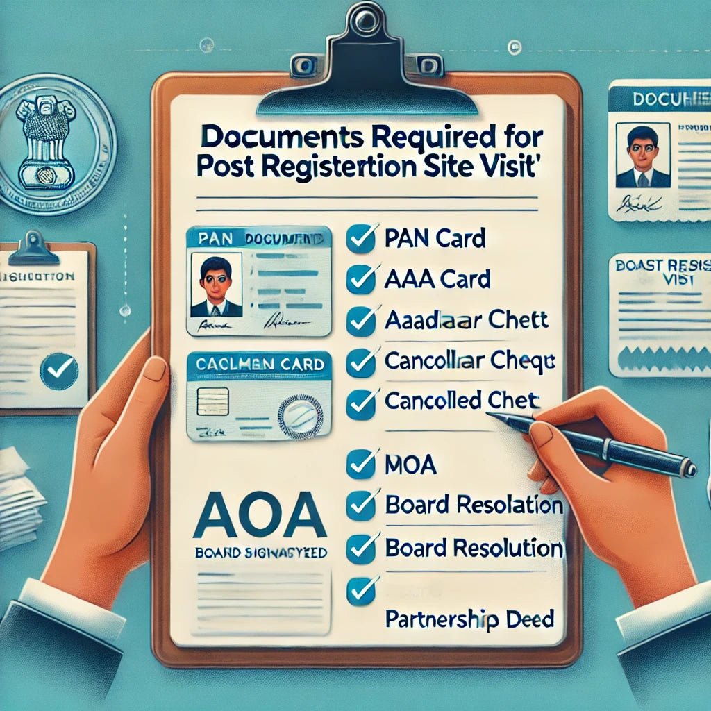 Documents Required for Post Registration Site Visit