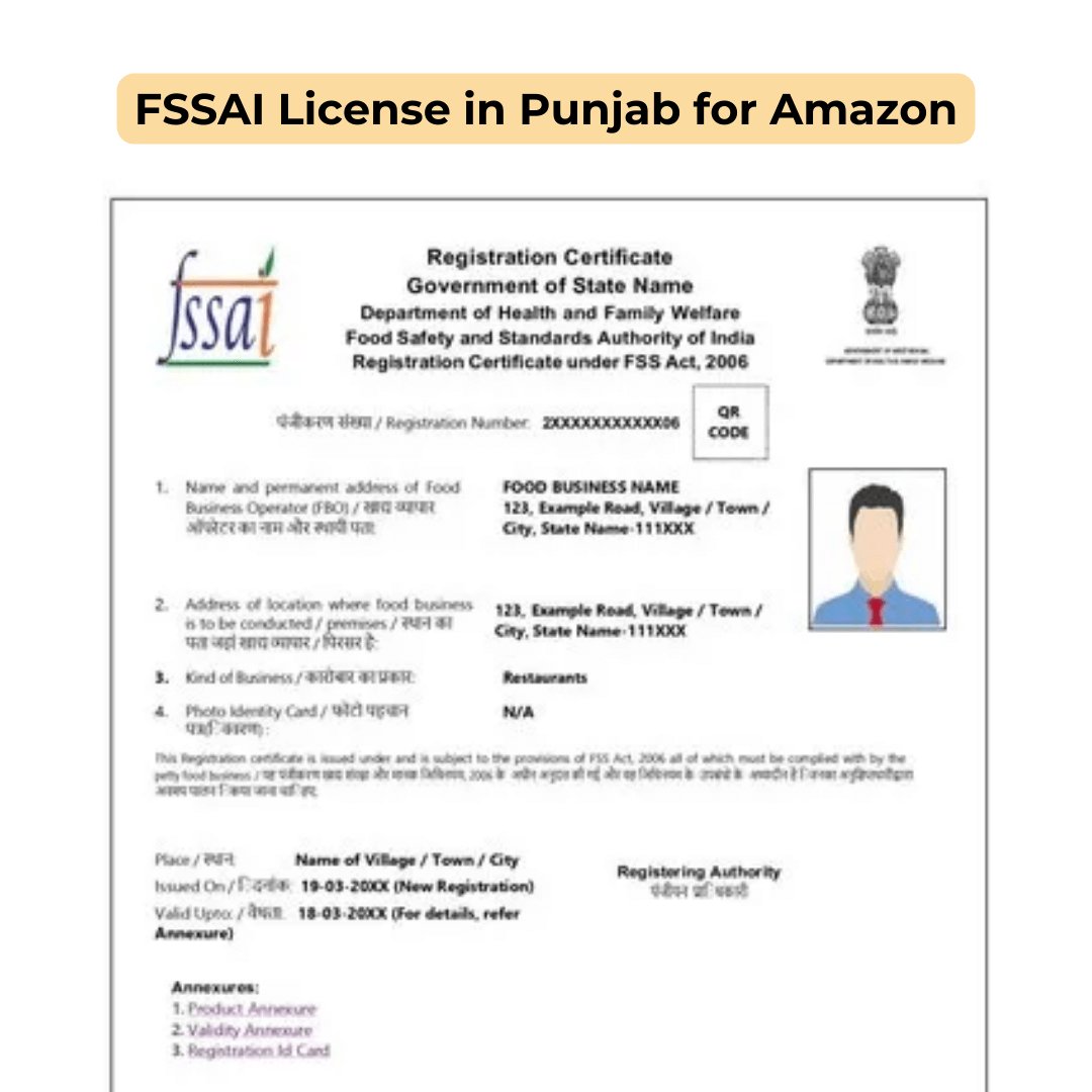 FSSAI State License for Punjab for Amazon