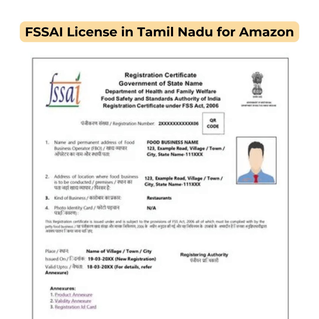 FSSAI State License for Tamil Nadu for Amazon