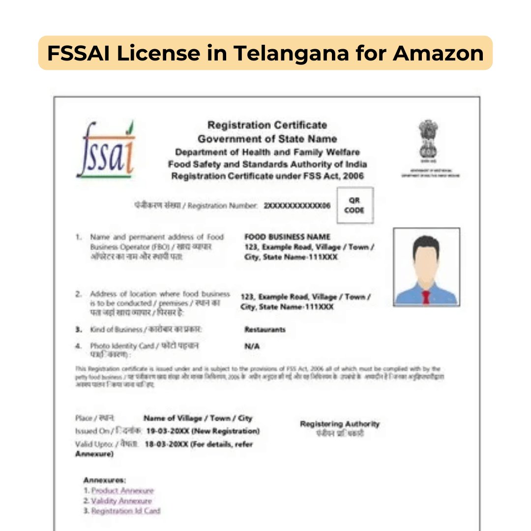 FSSAI State License for Telangana (for Amazon)