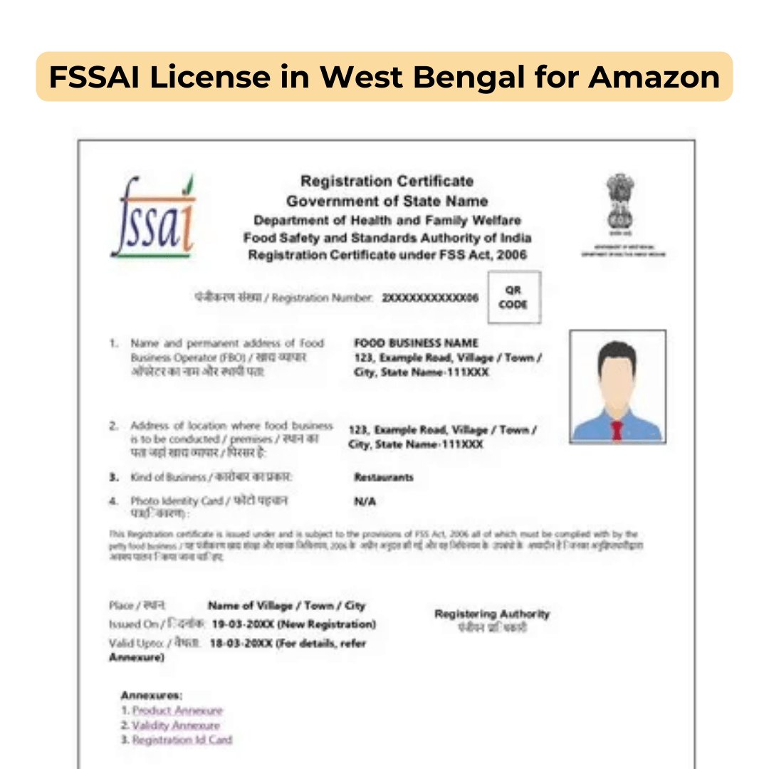 FSSAI State License for West Bengal for Amazon