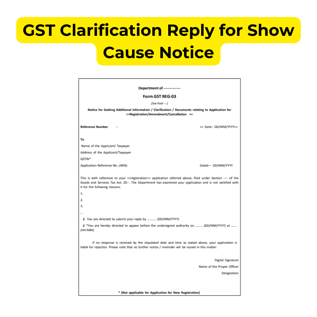GST Clarification Reply for Show Cause Notice