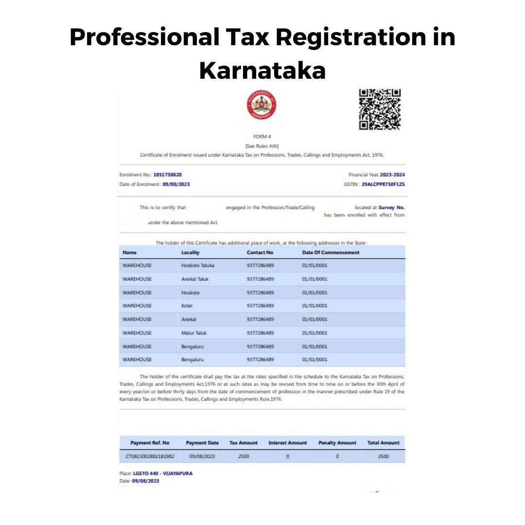 Professional Tax Registration in Karnataka
