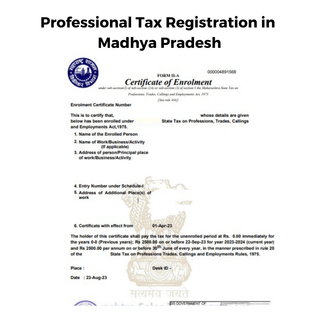 Professional Tax Registration in Madhya Pradesh