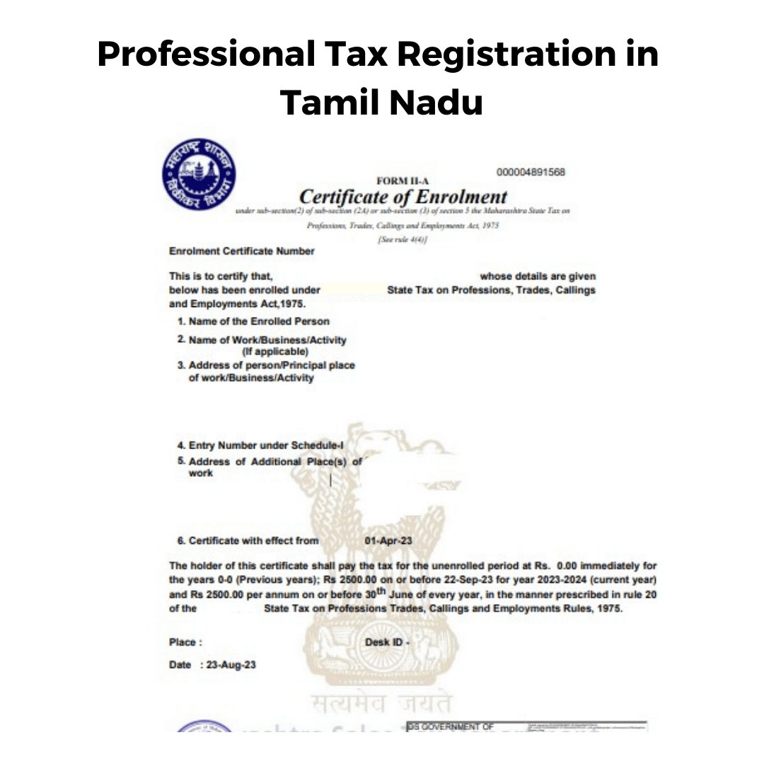 Professional Tax Registration in Tamil Nadu