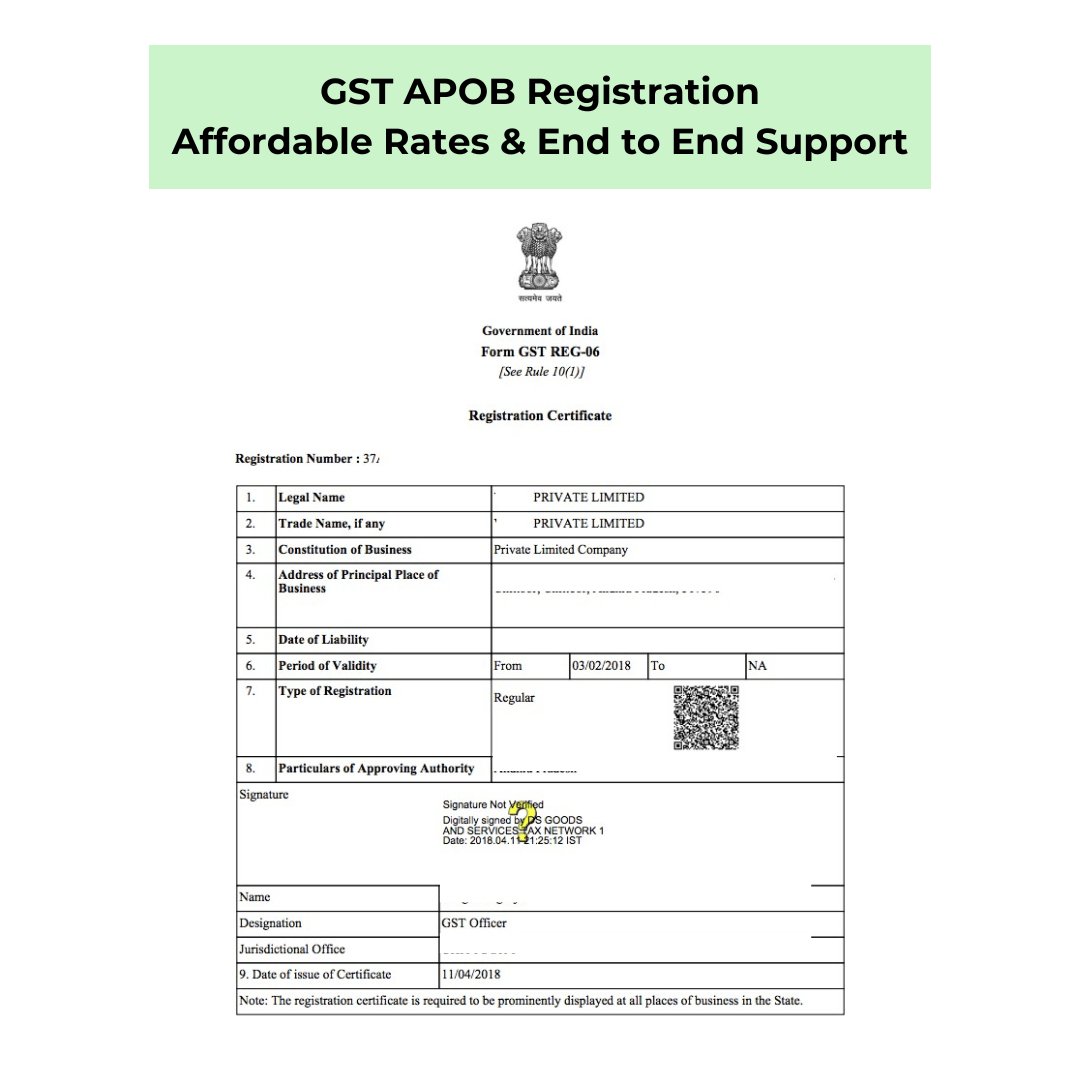 GST and APOB Registration - Affordable Rates & End to End Support - theGSTco - India